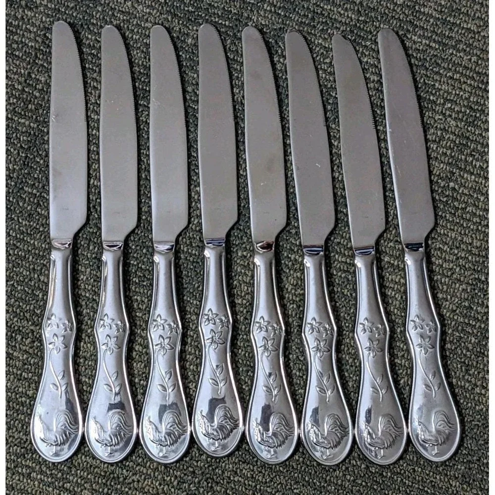 8 Pfaltzgraff DAYBREAK Dinner Knives Glossy Stainless Flatware 9 1/2